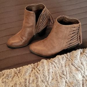 Brown booties with lace up detail